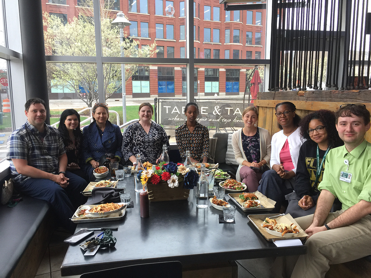 research team at a table