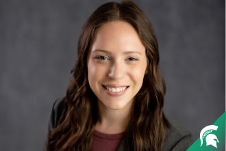 Rachel Hollander with MSU logo