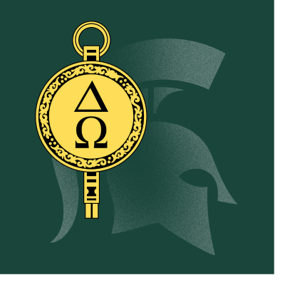 Delta Omega symbol and Spartan helmet